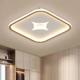 Modern Metallic Led Flush Ceiling Light In Black/Gold - Round/Rectangle White Available 3 Sizes