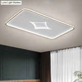 Modern Metallic Led Flush Ceiling Light In Black/Gold - Round/Rectangle White Available 3 Sizes