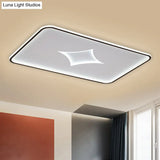 Modern Metallic Led Flush Ceiling Light In Black/Gold - Round/Rectangle White Available 3 Sizes