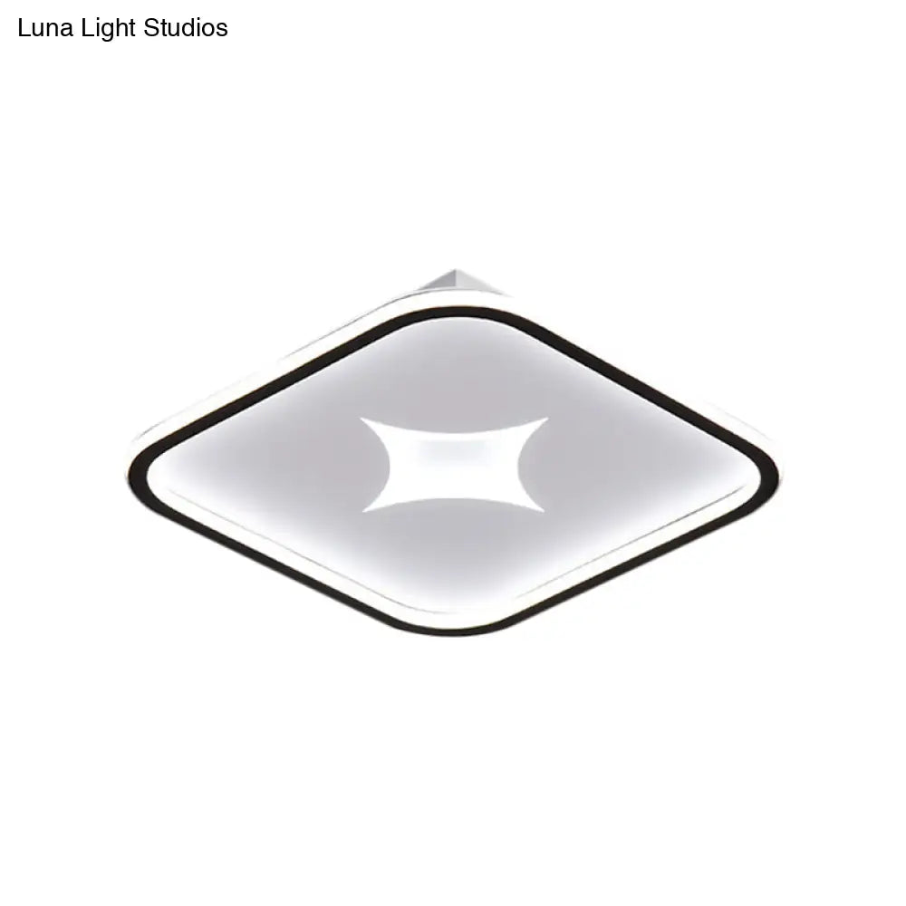 Modern Metallic Led Flush Ceiling Light In Black/Gold - Round/Rectangle White Available 3 Sizes