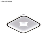 Modern Metallic Led Flush Ceiling Light In Black/Gold - Round/Rectangle White Available 3 Sizes