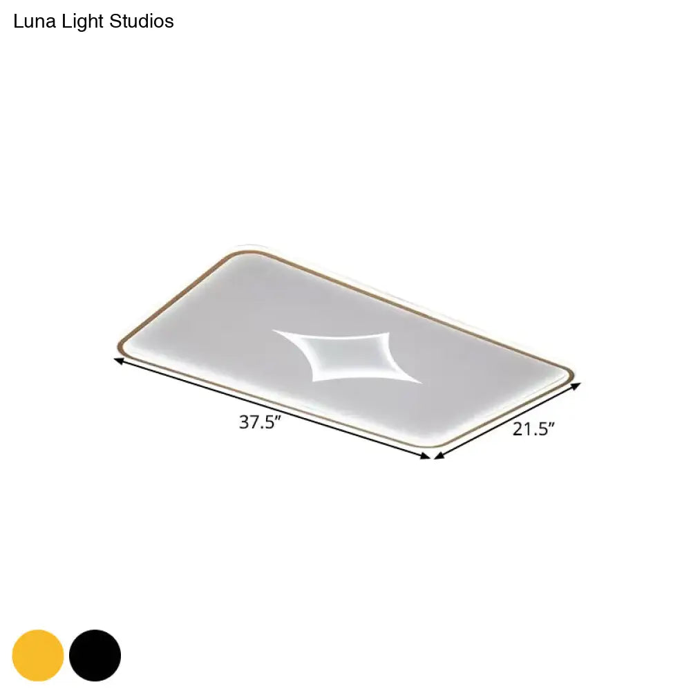 Modern Metallic Led Flush Ceiling Light In Black/Gold - Round/Rectangle White Available 3 Sizes