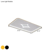 Modern Metallic Led Flush Ceiling Light In Black/Gold - Round/Rectangle White Available 3 Sizes