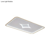 Modern Metallic Led Flush Ceiling Light In Black/Gold - Round/Rectangle White Available 3 Sizes