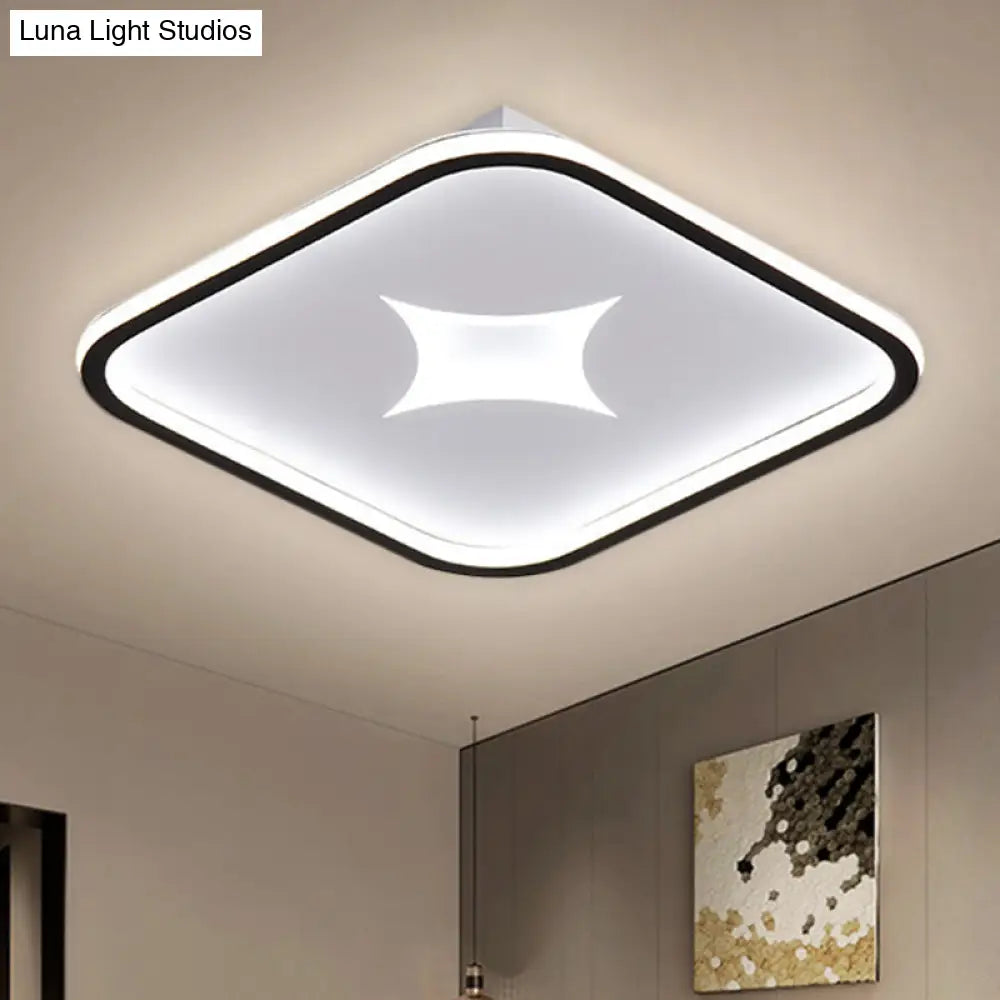 Modern Metallic Led Flush Ceiling Light In Black/Gold - Round/Rectangle White Available 3 Sizes