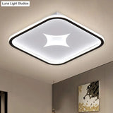 Modern Metallic Led Flush Ceiling Light In Black/Gold - Round/Rectangle White Available 3 Sizes
