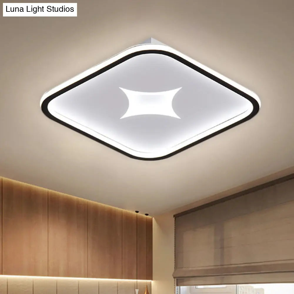 Modern Metallic Led Flush Ceiling Light In Black/Gold - Round/Rectangle White Available 3 Sizes