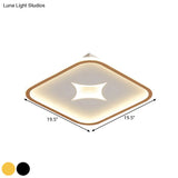Modern Metallic Led Flush Ceiling Light In Black/Gold - Round/Rectangle White Available 3 Sizes