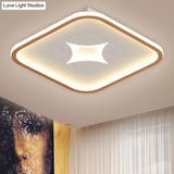 Modern Metallic Led Flush Ceiling Light In Black/Gold - Round/Rectangle White Available 3 Sizes