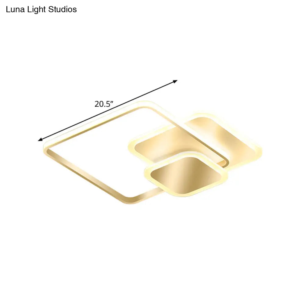 Modern Metallic Led Gold Flush Mount Ceiling Lamp In Warm/White Light 16.5’/20.5’ Wide