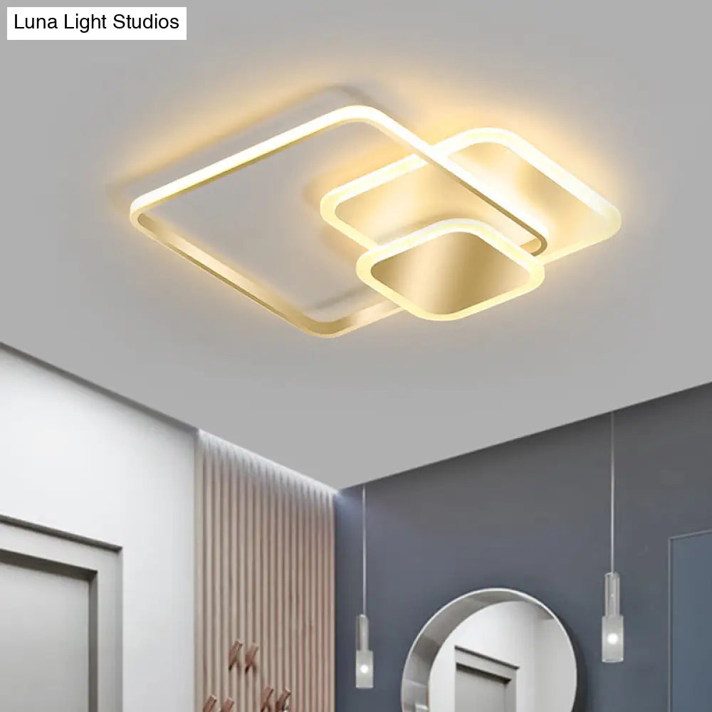 Modern Metallic Led Gold Flush Mount Ceiling Lamp In Warm/White Light 16.5’/20.5’ Wide