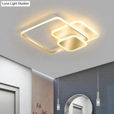 Modern Metallic Led Gold Flush Mount Ceiling Lamp In Warm/White Light 16.5’/20.5’ Wide