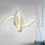 Modern Metallic Led Knotted Linear Wall Sconce Light - White Mounted Lighting