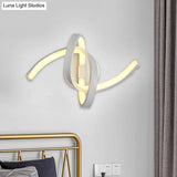 Modern Metallic Led Knotted Linear Wall Sconce Light - White Mounted Lighting