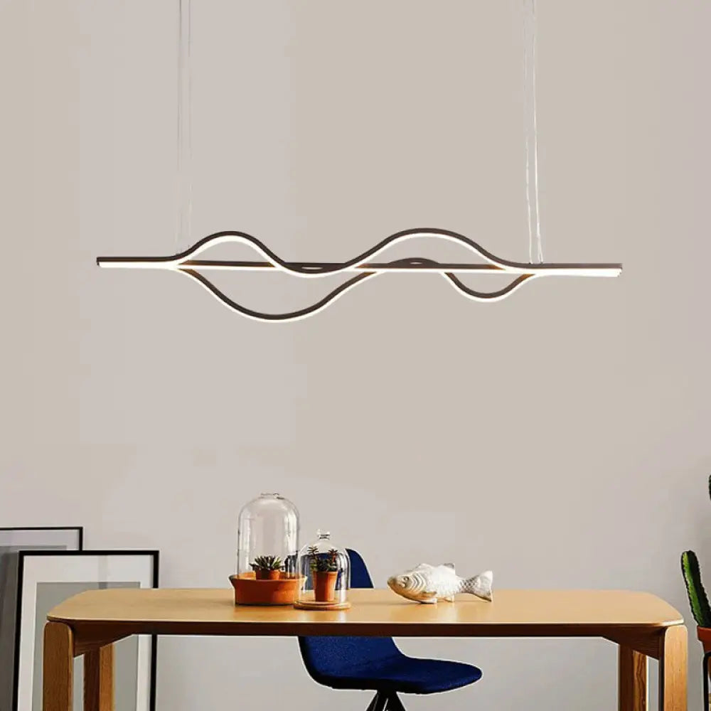 Modern Metallic Led Pendant Light For Dining Room And Island In Coffee