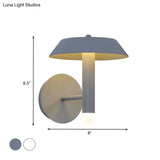 Modern Metallic Led Wall Sconce - Tapered White/Grey Bedroom Lamp