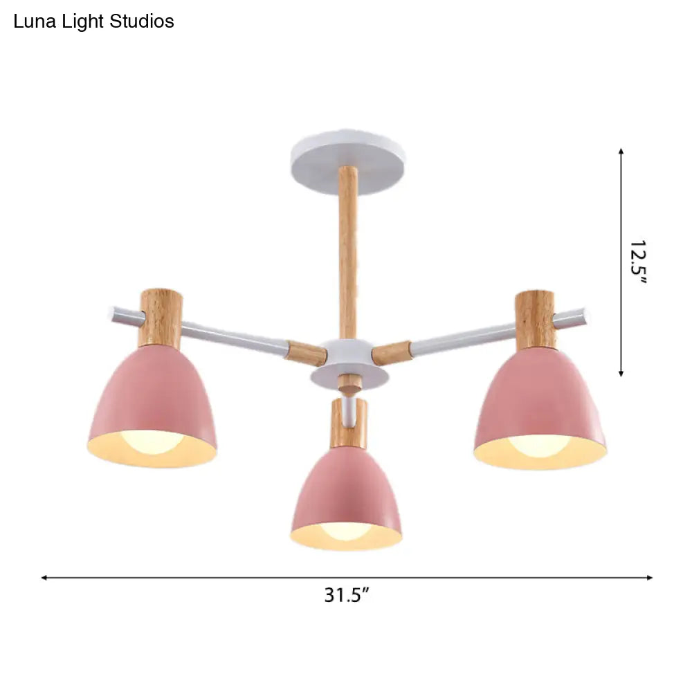 Modern Metallic Macaron Chandelier: Stylish Candy-Colored Game Room Lighting