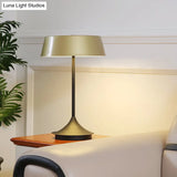 Modern Metallic Nightstand Lamp With Light Brown Finish