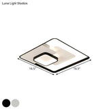 Modern Metallic Square Flush Ceiling Lamp With Led In Black/White & Warm/White 16.5’/20.5’ Wide