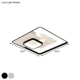 Modern Metallic Square Flush Ceiling Lamp With Led In Black/White & Warm/White 16.5’/20.5’ Wide