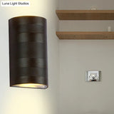 Modern Metallic Wall Lamp - 2-Head Black Half-Cylinder With Warm/White Lighting