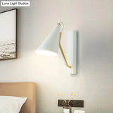 Modern Metallic Wall Lamp With Conic Design For Bedside - White/Black Finish 1 Head