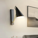 Modern Metallic Wall Lamp With Conic Design For Bedside - White/Black Finish 1 Head Black