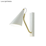 Modern Metallic Wall Lamp With Conic Design For Bedside - White/Black Finish 1 Head