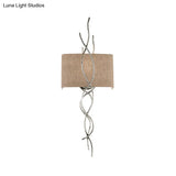 Modern Metallic Wall Sconce: Gold/Silver Branch Design With Rectangle Fabric Shade