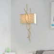 Modern Metallic Wall Sconce: Gold/Silver Branch Design With Rectangle Fabric Shade Gold