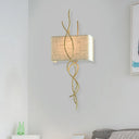 Modern Metallic Wall Sconce: Gold/Silver Branch Design With Rectangle Fabric Shade Gold