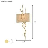 Modern Metallic Wall Sconce: Gold/Silver Branch Design With Rectangle Fabric Shade