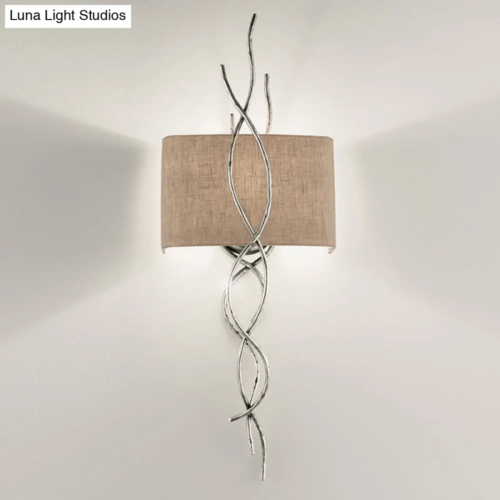 Modern Metallic Wall Sconce: Gold/Silver Branch Design With Rectangle Fabric Shade