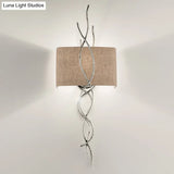 Modern Metallic Wall Sconce: Gold/Silver Branch Design With Rectangle Fabric Shade