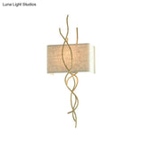 Modern Metallic Wall Sconce: Gold/Silver Branch Design With Rectangle Fabric Shade