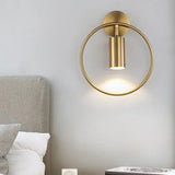 Modern Metallic Wall Sconce Light Fixture - Single Bulb Black/Brass Finish Brass