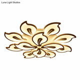 Modern Metallic White Led Semi Flush Mount Ceiling Light Fixture - Blossom Style