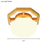Modern Milk Glass Beige Led Flush Mount Lamp With Wood Canopy - Various Sizes