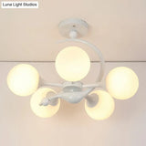 Modern Milk Glass Dining Room Ceiling Light - Spherical Semi Flush Mount Fixture
