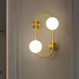 Modern Milk Glass Led Wall Mount Lamp With Brass Finish - Ideal For Bedroom Lighting
