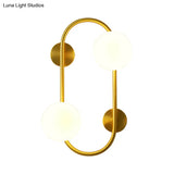Modern Milk Glass Led Wall Mount Lamp With Brass Finish - Ideal For Bedroom Lighting