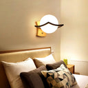 Modern Milk Glass Wall Lamp - White Bedside Sconce Light Black