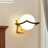 Modern Milk Glass Wall Lamp - White Bedside Sconce Light