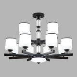 Modern Milky Glass Cup Chandelier Black Finish Hanging Light For Living Room 12 /