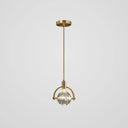 Modern Mini Crystal Pendant Light With Brass Finish For Living Room Bar And Coffee Shop Ceiling