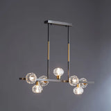 Modern Mini Globe Crystal Chandelier - Black Finish Pendant Light For Living Room 7 / Linear