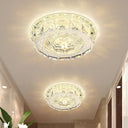Modern Mini Led Ceiling Flush Mount Light With Clear Crystal For Hallway / Round