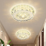 Modern Mini Led Ceiling Flush Mount Light With Clear Crystal For Hallway / Round
