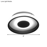 Modern Mini Led Flush Mount Ceiling Lamp With Black Frame In Warm/White/3 - Color Light Options