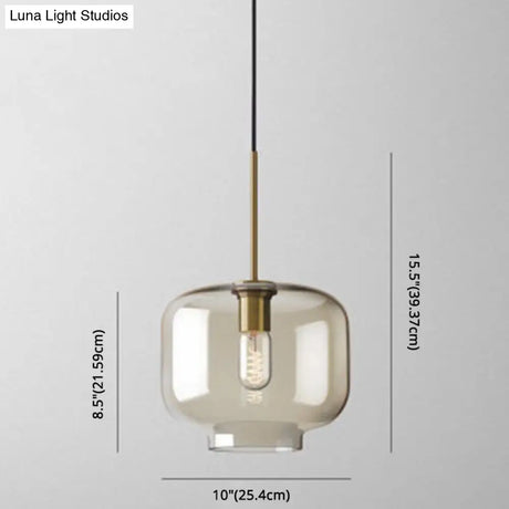 Modern Minimalist Cognac Glass Pendant Light - Stylish 1-Light Lighting For Dining Room Table